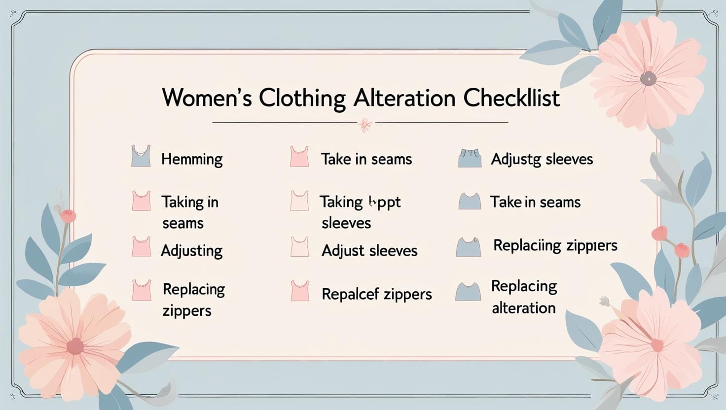 Women’s Alteration Checklist